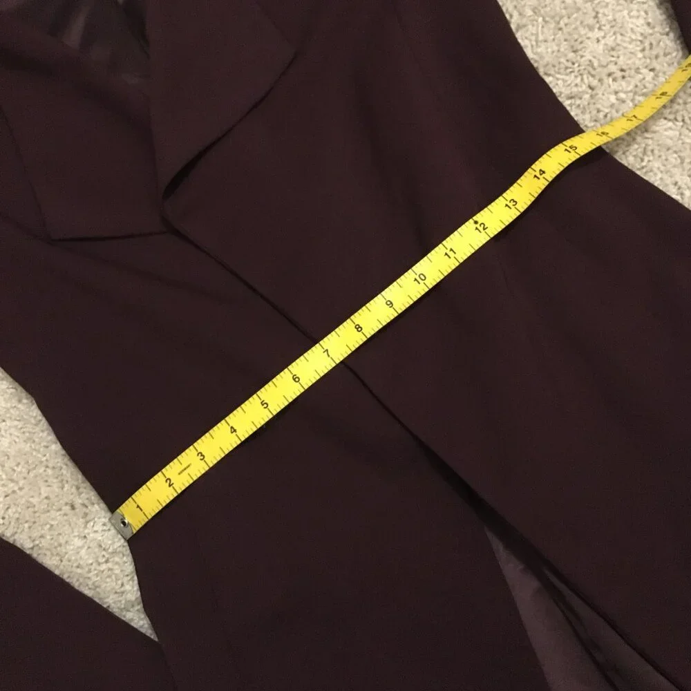 Le Château Long Burgundy Open Front Blazer Cardigan Jacket Size XXS - Picture 12 of 15
